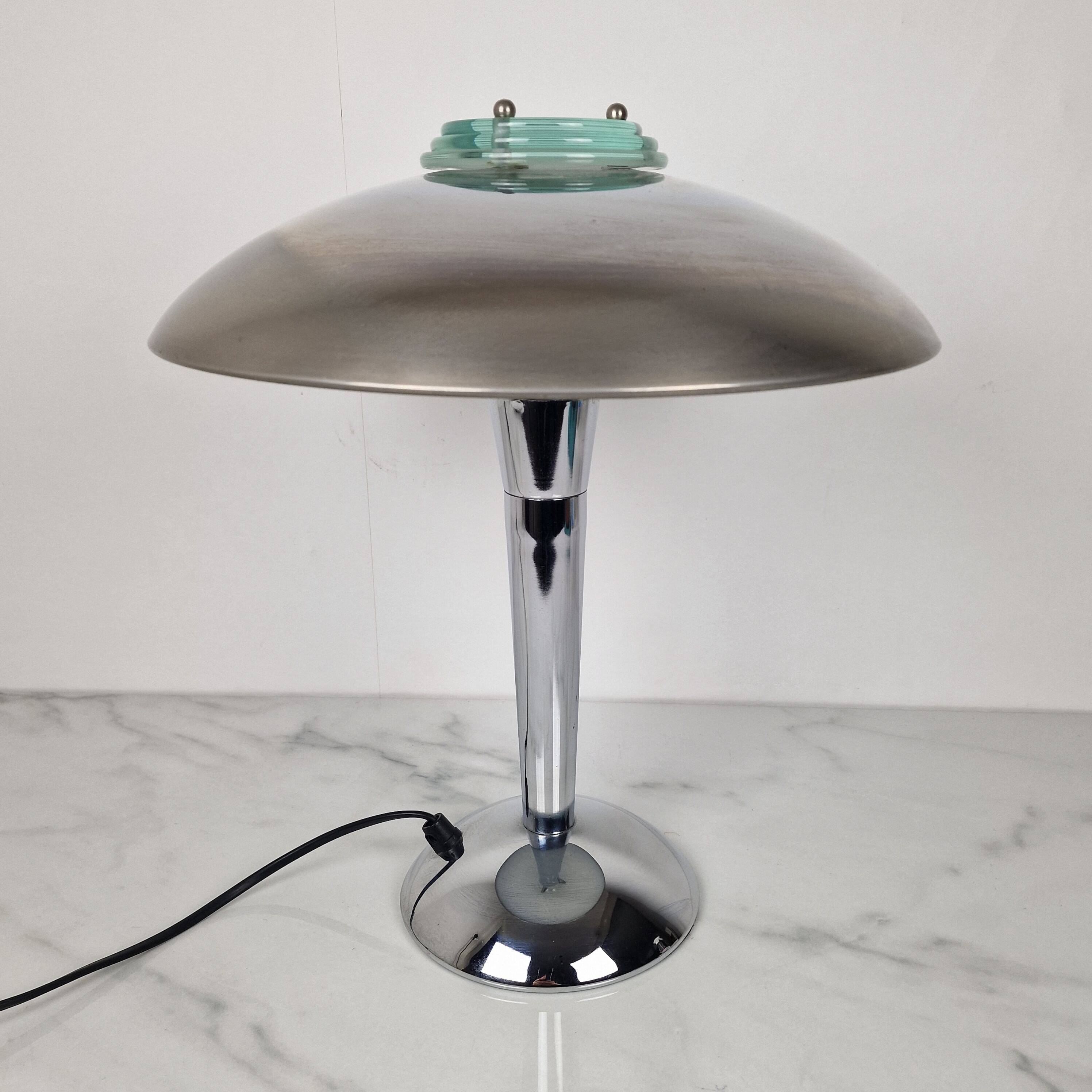 Vintage Chrome & Glass Table Lamp – Space Age Style