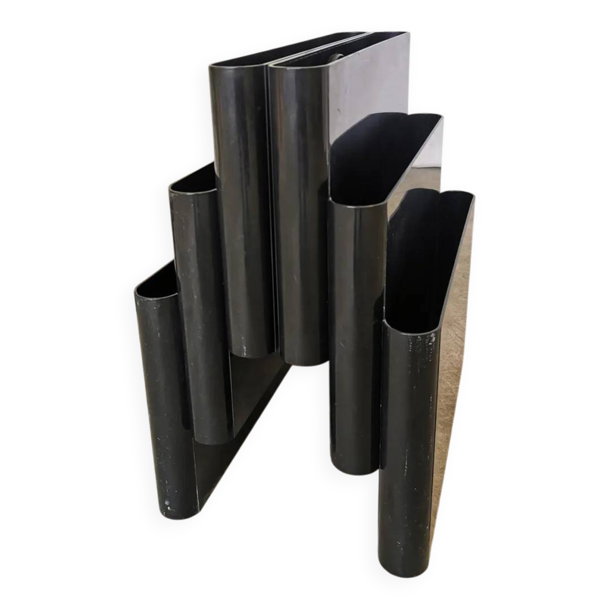 Giotto Stoppino for Kartell Black ABS Plastic Magazine Rack - 1970s Italy