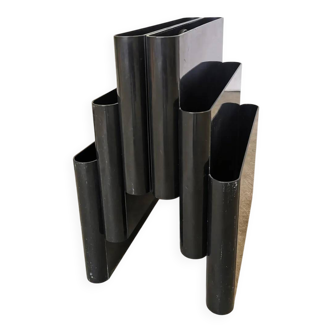Giotto Stoppino for Kartell Black ABS Plastic Magazine Rack - 1970s Italy