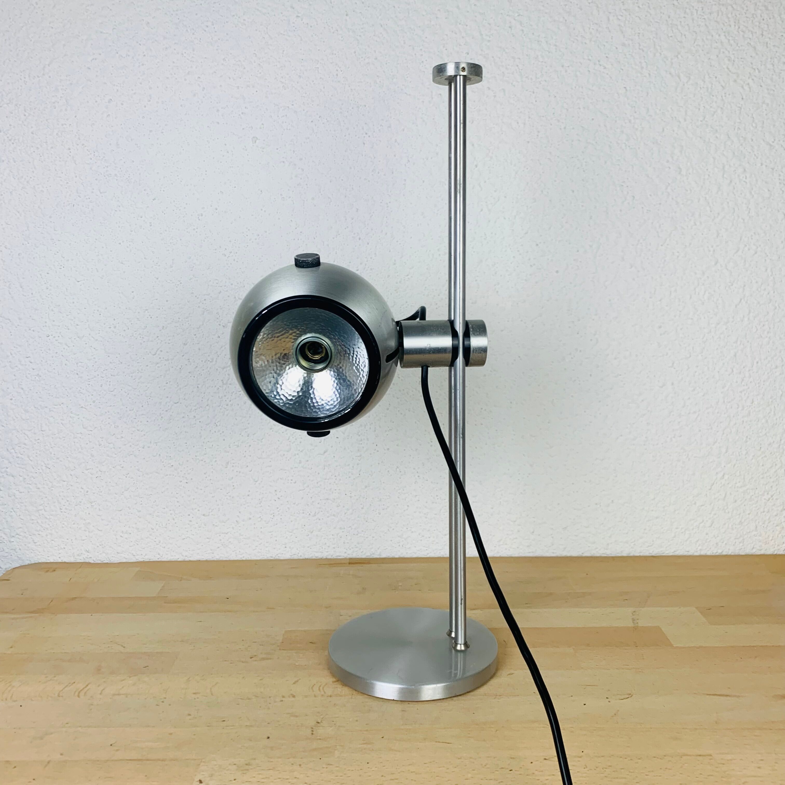 Spot lamp eyeball brushed aluminum 70s