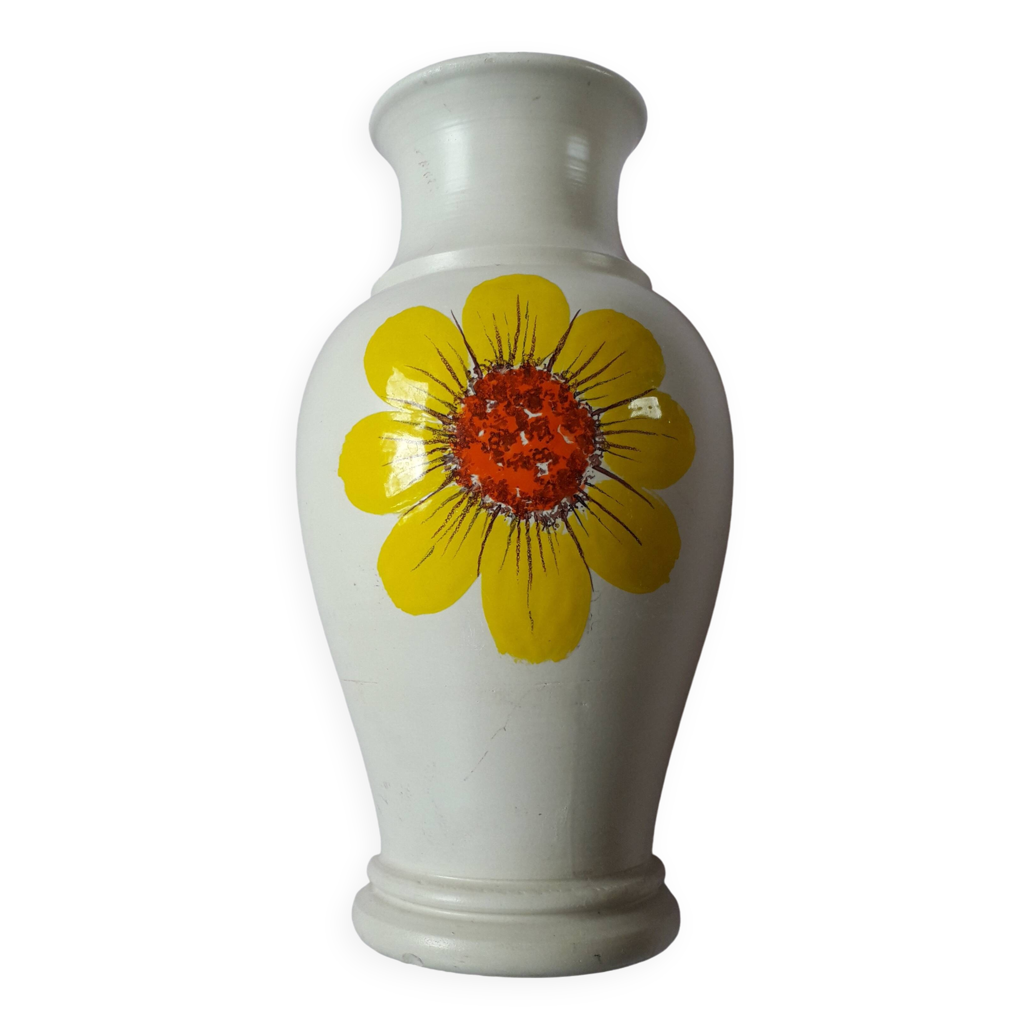 Large vintage vase with floral decoration