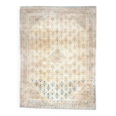 1960s Vintage Persian Handmade Wool Cotton Beige Area Rug 292x393