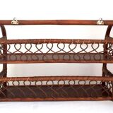 Wall shelf in wood, cannage and rattan from the 60s