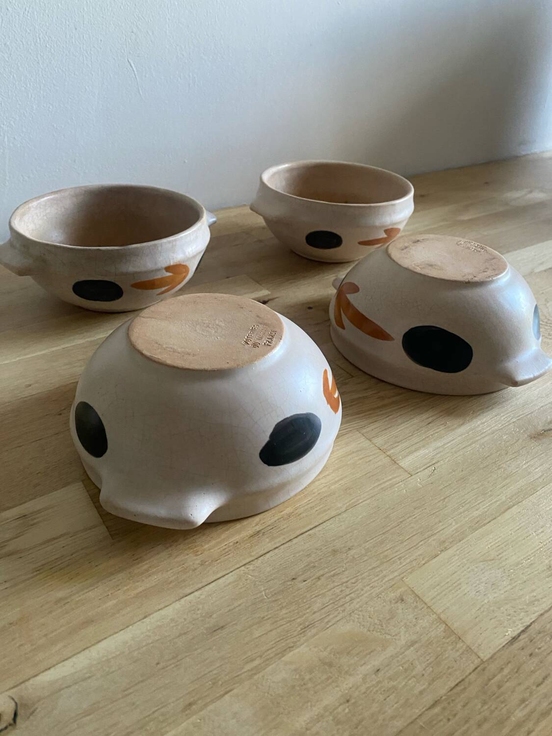 4 vintage Marais pottery bowls