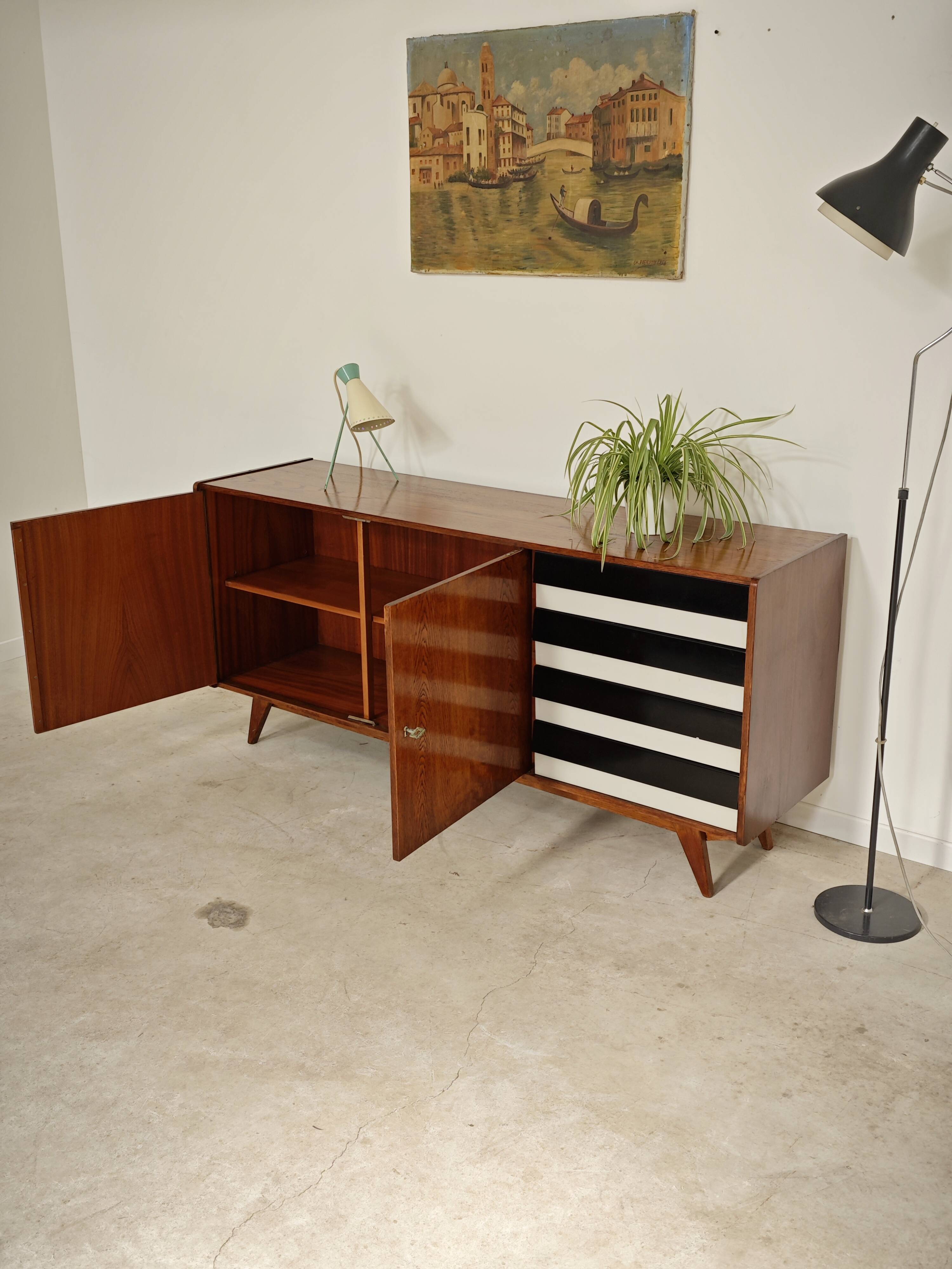 Black and white U 460 sideboard by Jiri Jiroutek for Interier Praha 1960