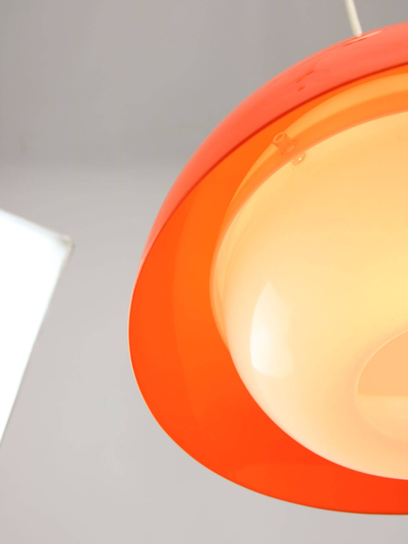 Space Age Italian Orange Acrylic Glass Pendant Lamp, 1970s
