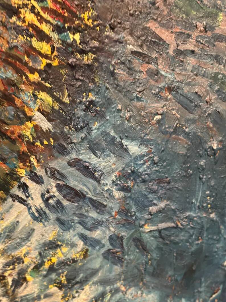 Grande huile sur toile suédoise originale – « Composition » par Valter Gibson