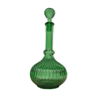 Green tarmac glass decanter with cap