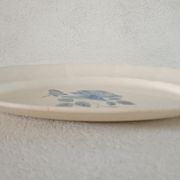 Plat terre de fer Digoin Rose bleue