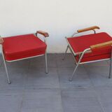 Pair vintage red velvet armchairs 50/60 years
