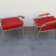 Pair vintage red velvet armchairs 50/60 years