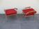 Pair vintage red velvet armchairs 50/60 years