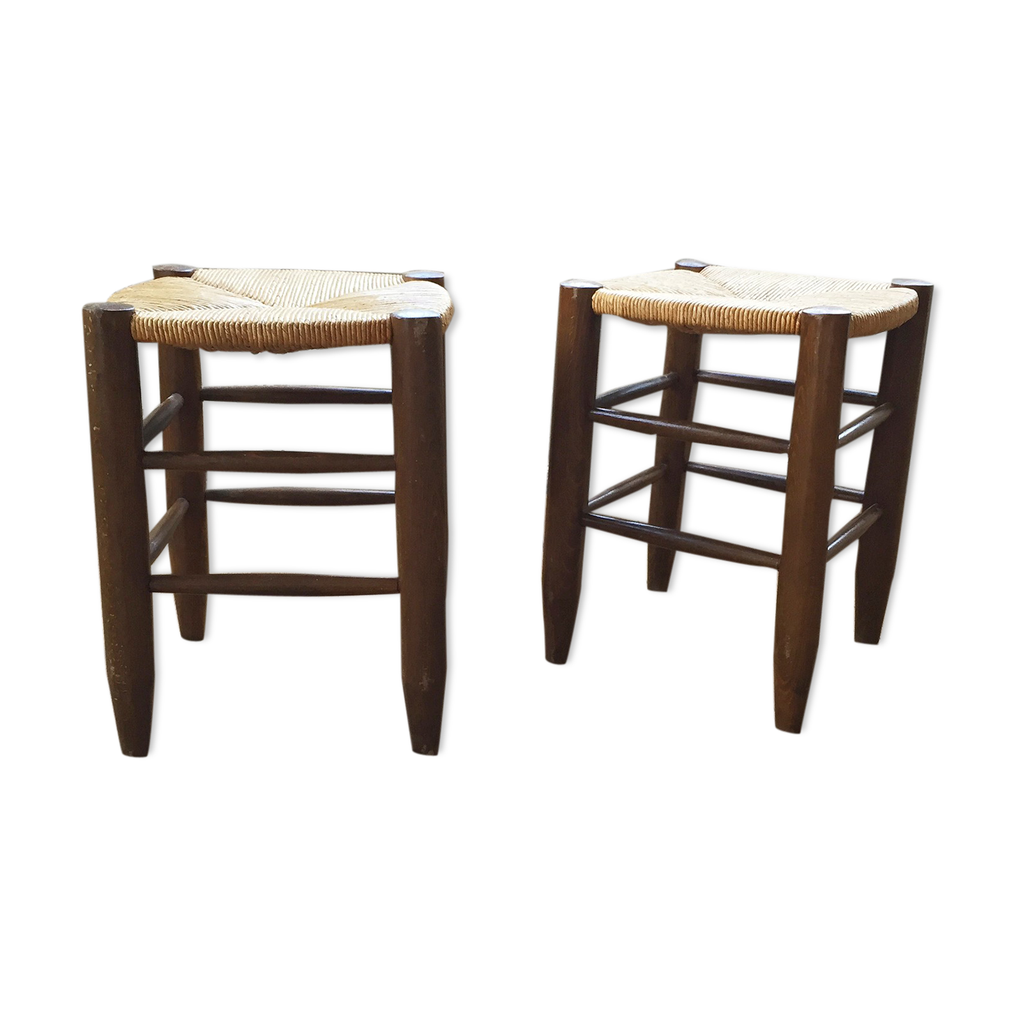 Pair of straw stools
