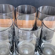 Set of 6 vintage smoked glasses with bubble feet from the 1970s.
