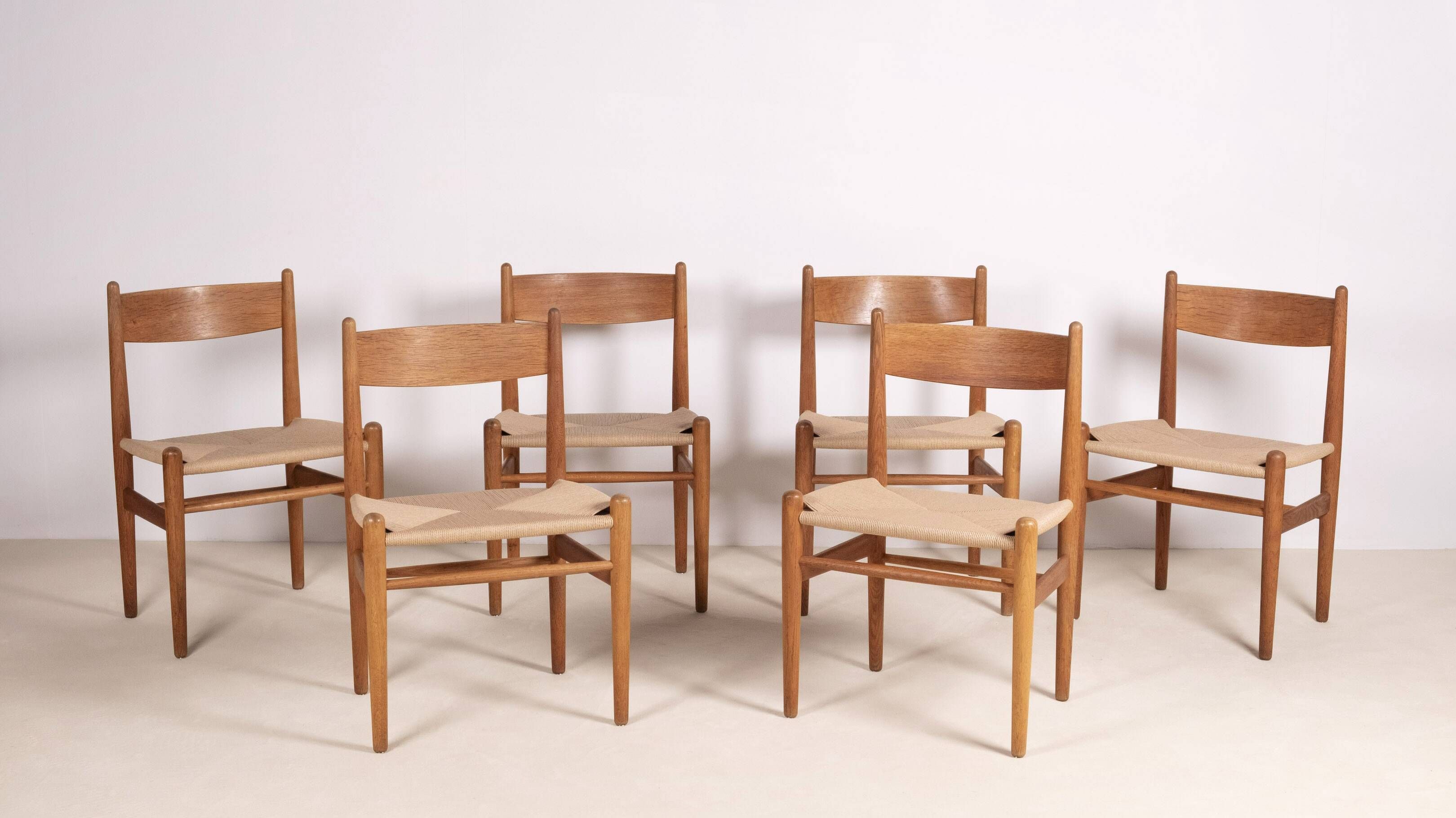 6x Hans J. Wegner Dining Chair CH36 in Oak, 1970s Denmark