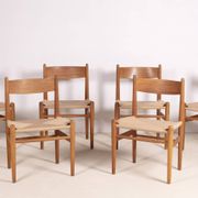 6x Hans J. Wegner Dining Chair CH36 in Oak, 1970s Denmark