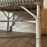 Vintage white rattan coffee table