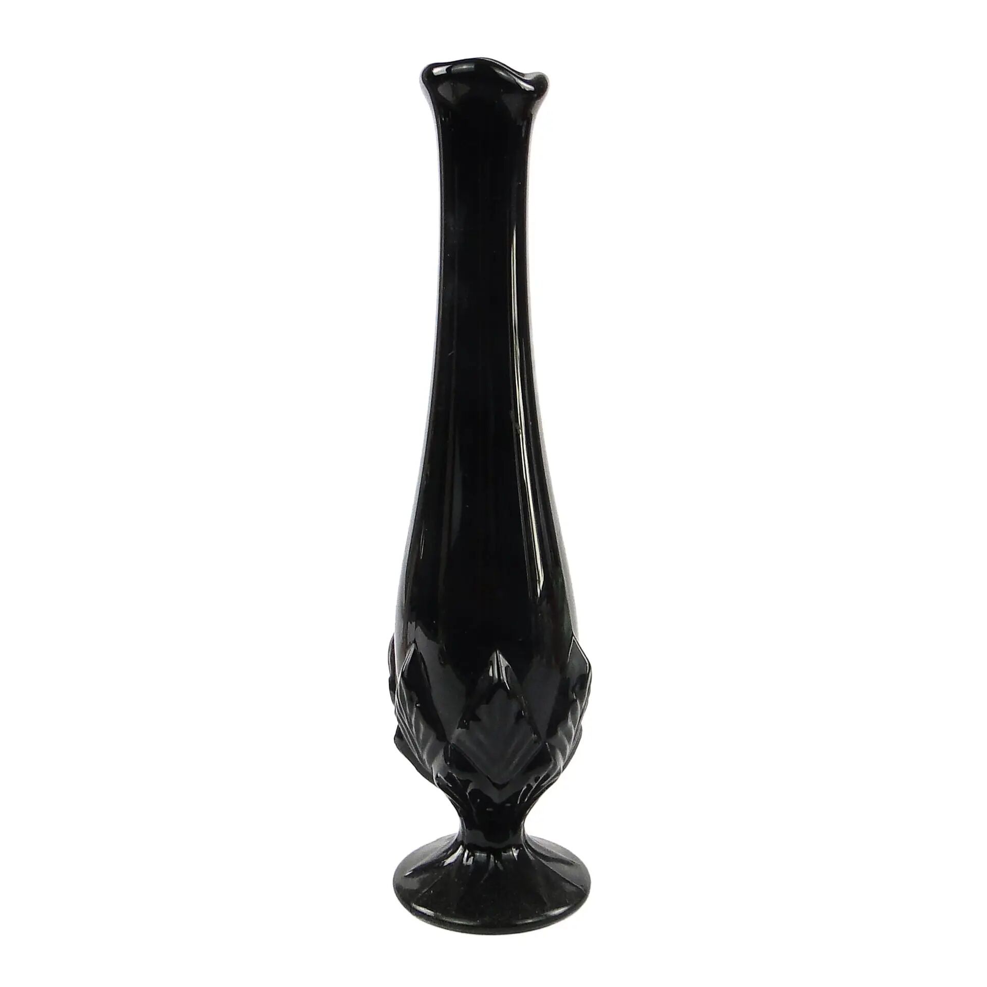 Vase Art Déco, verre hyalite noir, Ząbkowice, Pologne, années 1970