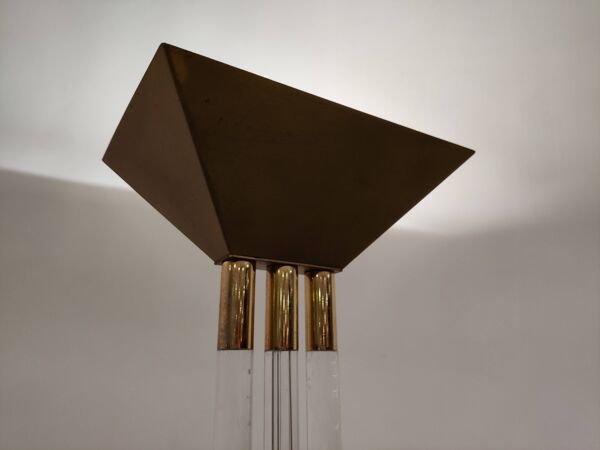 Lampadaire en laiton vintage et lucite, années 1970