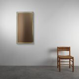 Large Mid-Century Belgo Chrome Mirror in Metal and Fumé Glass, Belgium 1980