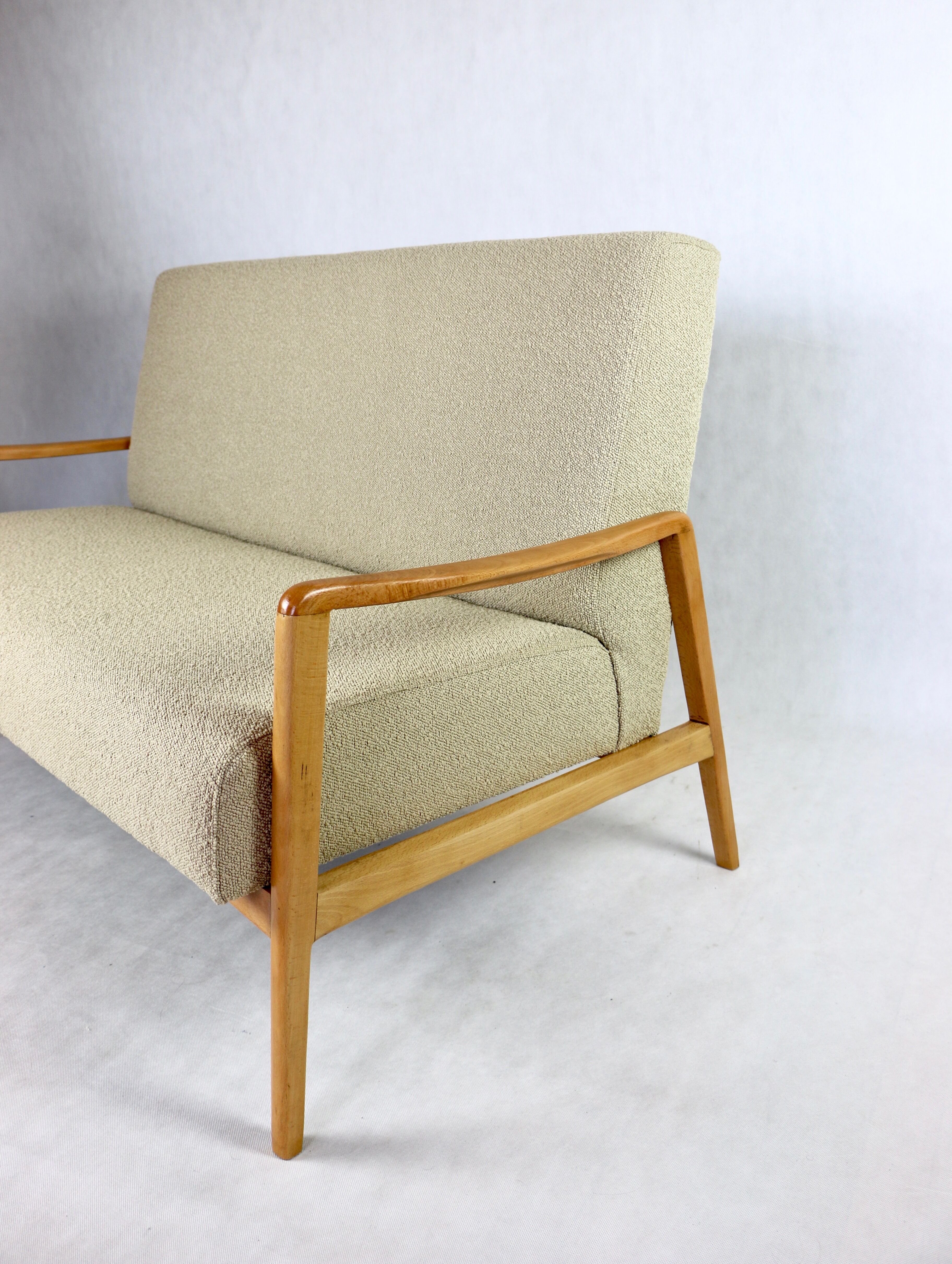 Vintage beige boucle 2-3 person sofa, 1970s
