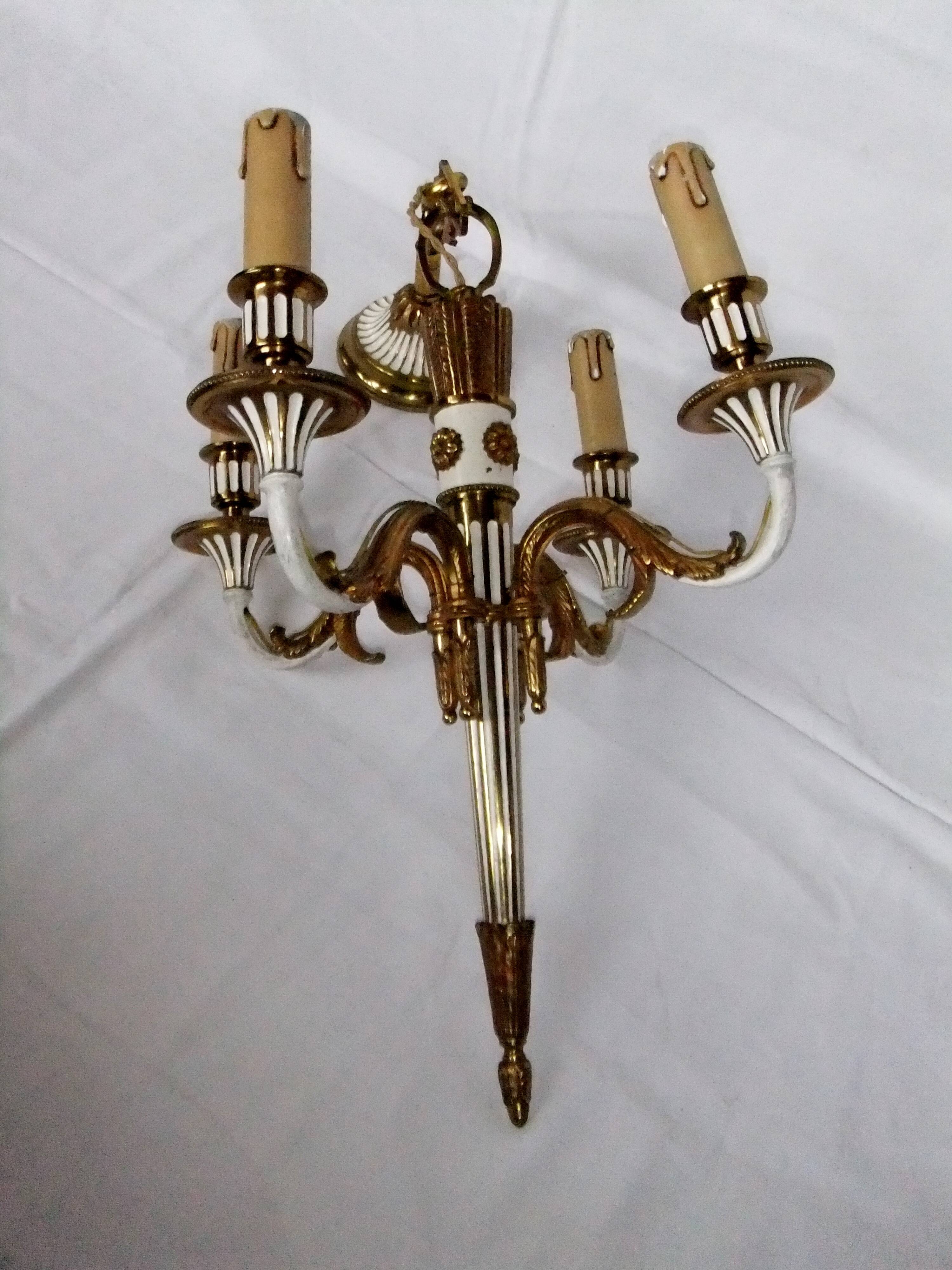 Antique Louis XVI Bronze Chandelier with acanthus quiver suspension