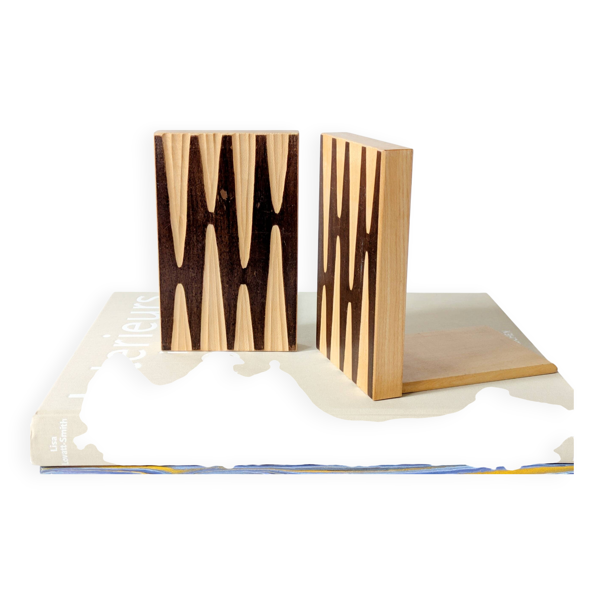 Pair of wooden bookends, Bauhaus style, 1950s