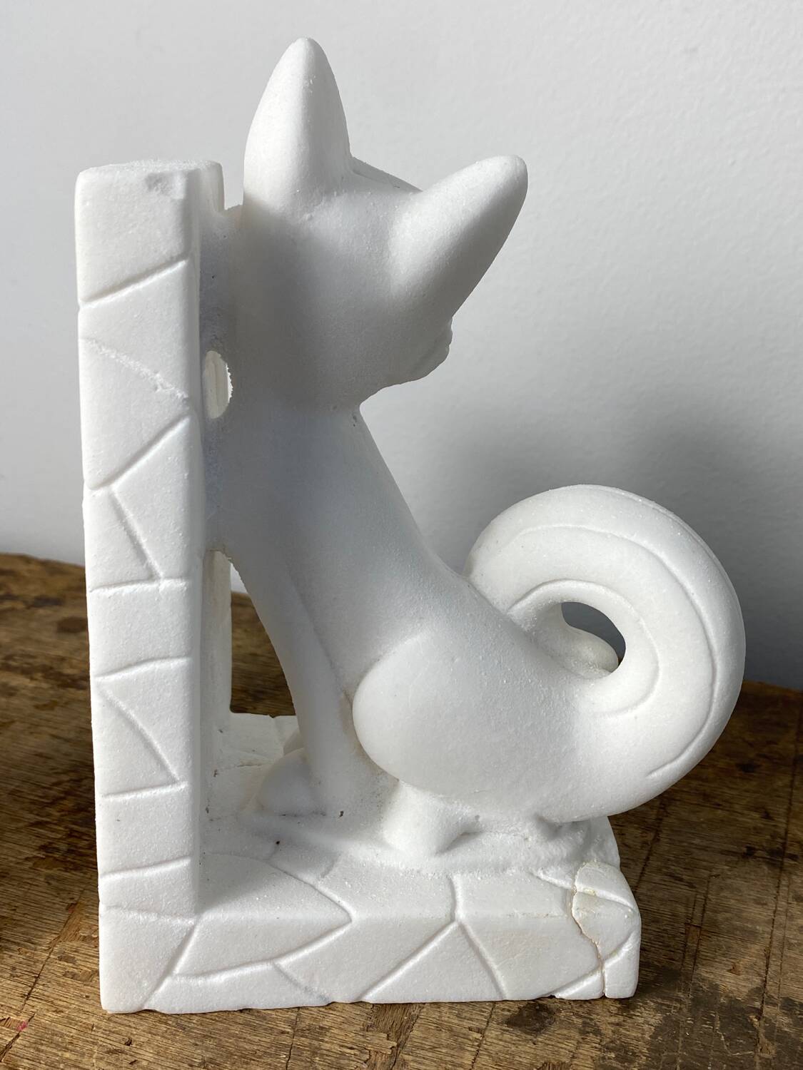 Paire de serre-livres chat en pierre vintage