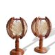Paire de lampes de chevets en rotin