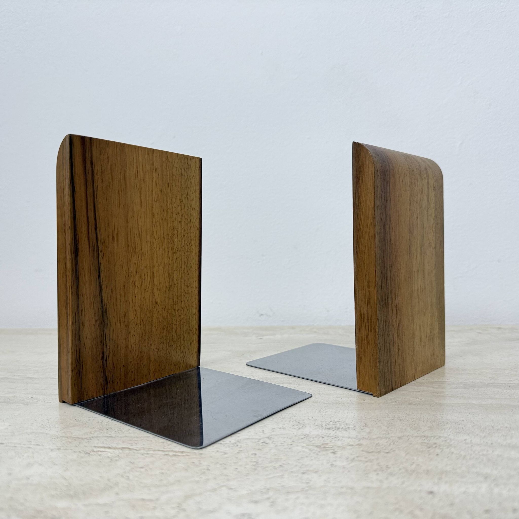 Paire de serre-livres en bois vintage, années 1970