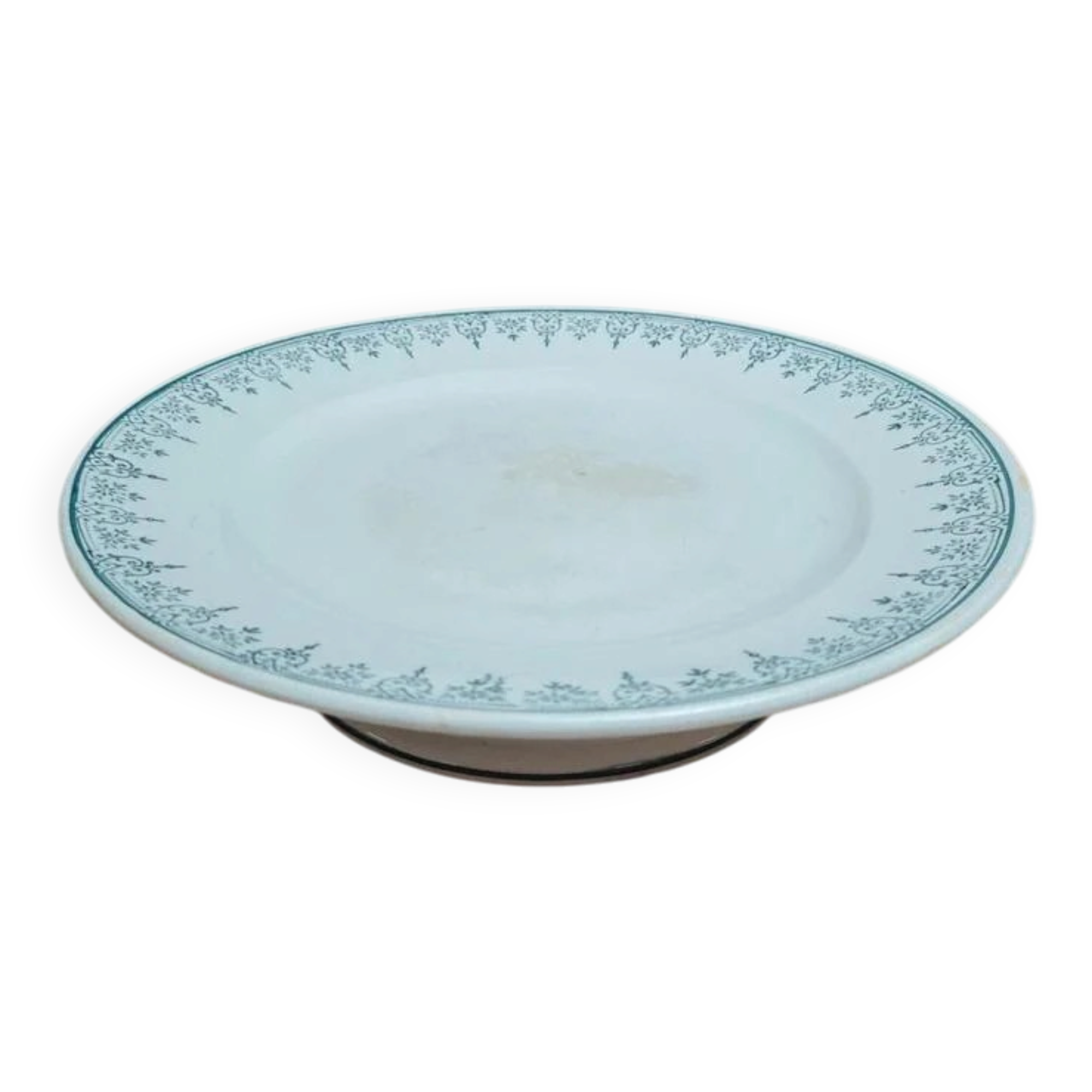 Antique Saint-Amand pedestal compote model 4500 – delicate green decoration