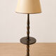 Vintage wooden floor lamp with rotating and leather shade - 1970s