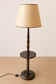 Vintage wooden floor lamp with rotating and leather shade - 1970s