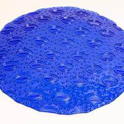 Vintage dark blue decorative plate in glass, Italy, 1960s.