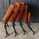Suite of 4 folding armchairs scoubidou red and tubular black 1960
