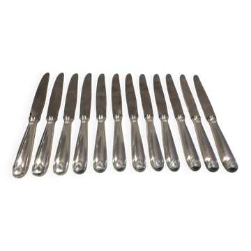 12 silver-plated dessert knives by Christofle Vendôme, 19.7cm