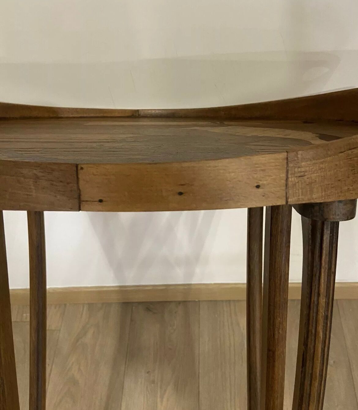 Lounge table rooster signed galle era art nouveau marquetry