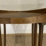 Lounge table rooster signed galle era art nouveau marquetry