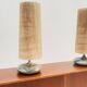 High pair of table lamps in Ceramic and raffia shade - France 1960