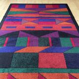 Psychedelic Memphis Style abstract Rug Carpet by Atrium Tefzet, Germany 1980s