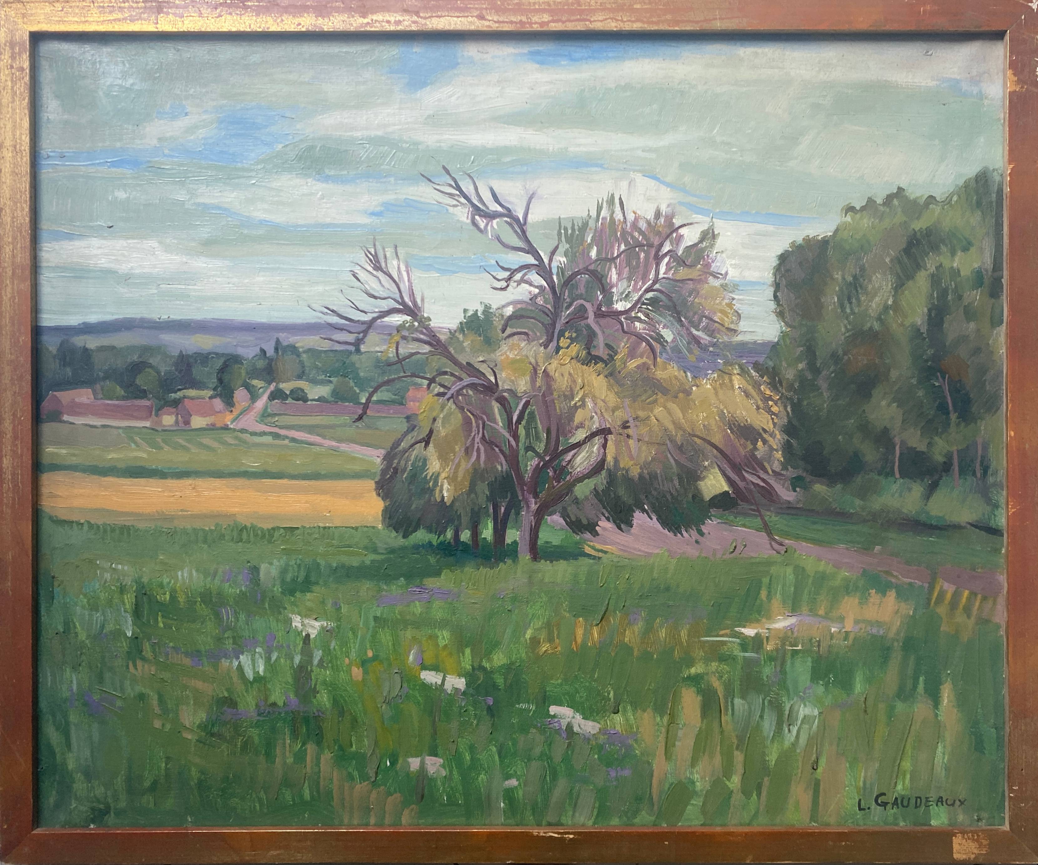 HST painting "Le poirier route d'Evreux" by Léon Gaudeaux (1893 / 1947)