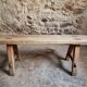 Vintage oak French bench – Rustic farmhouse seat – 1950s