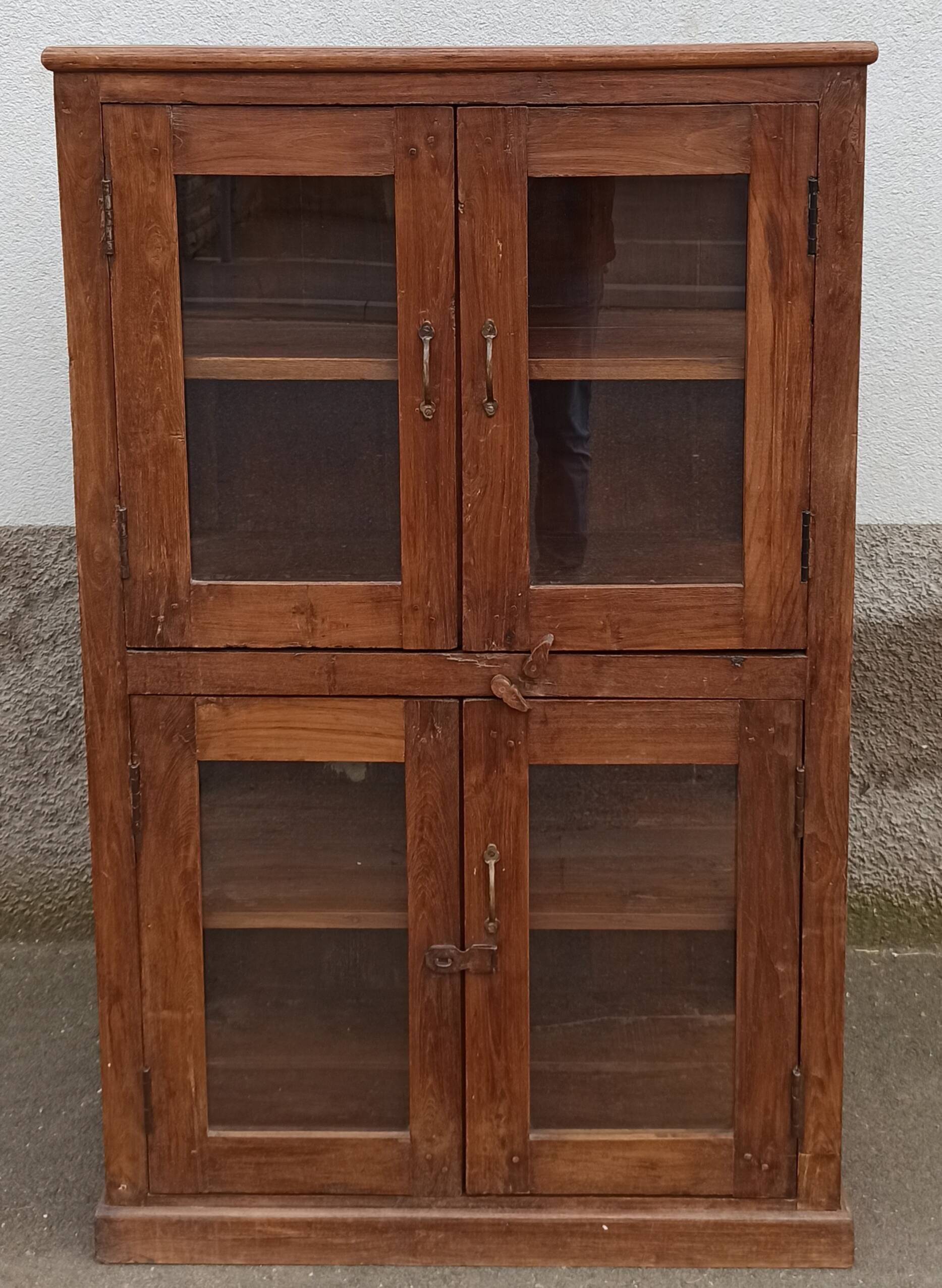 Old wooden display cabinet with three glazed sides
