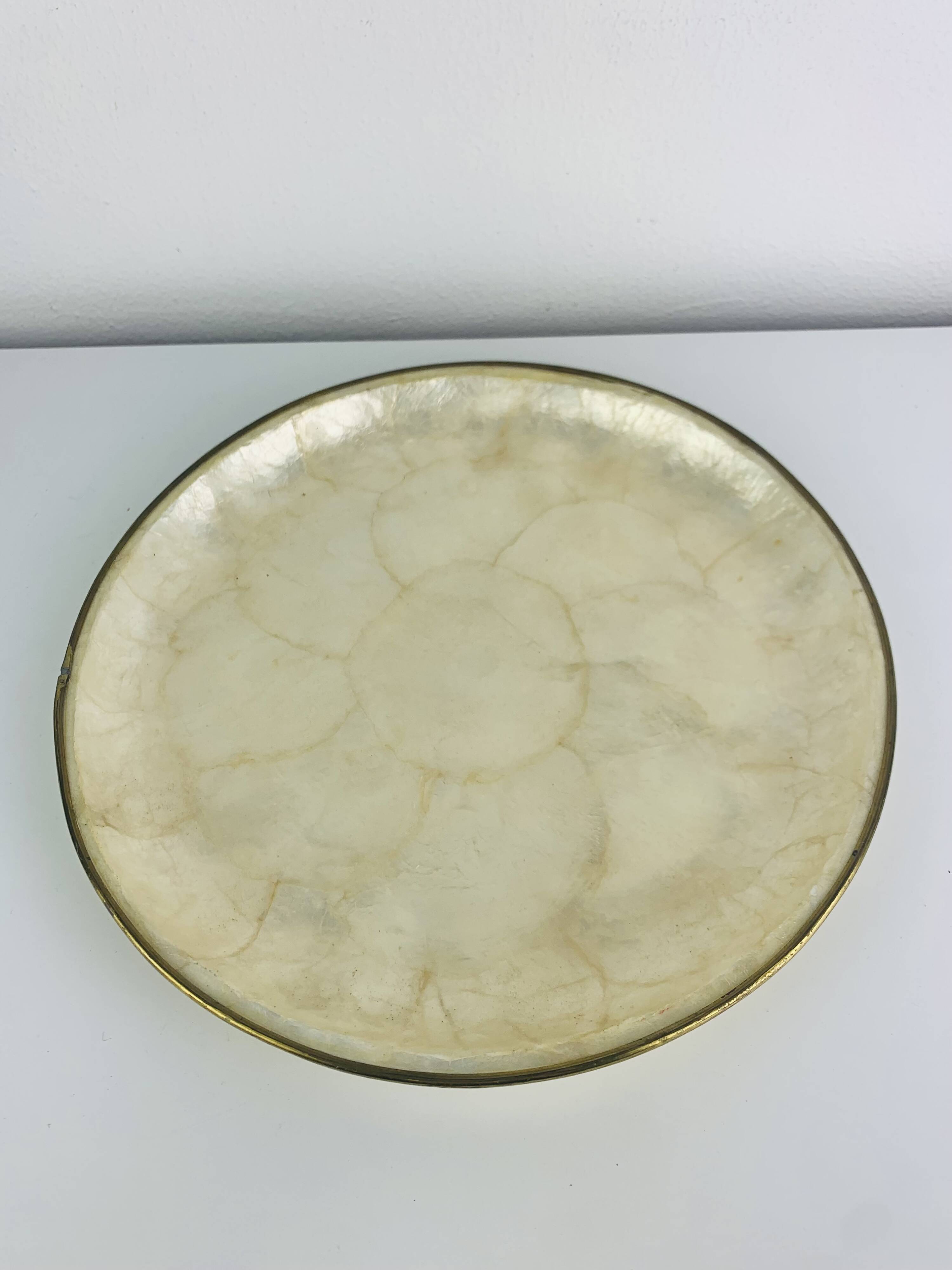 Mother-of-pearl and brass catchall, vintage