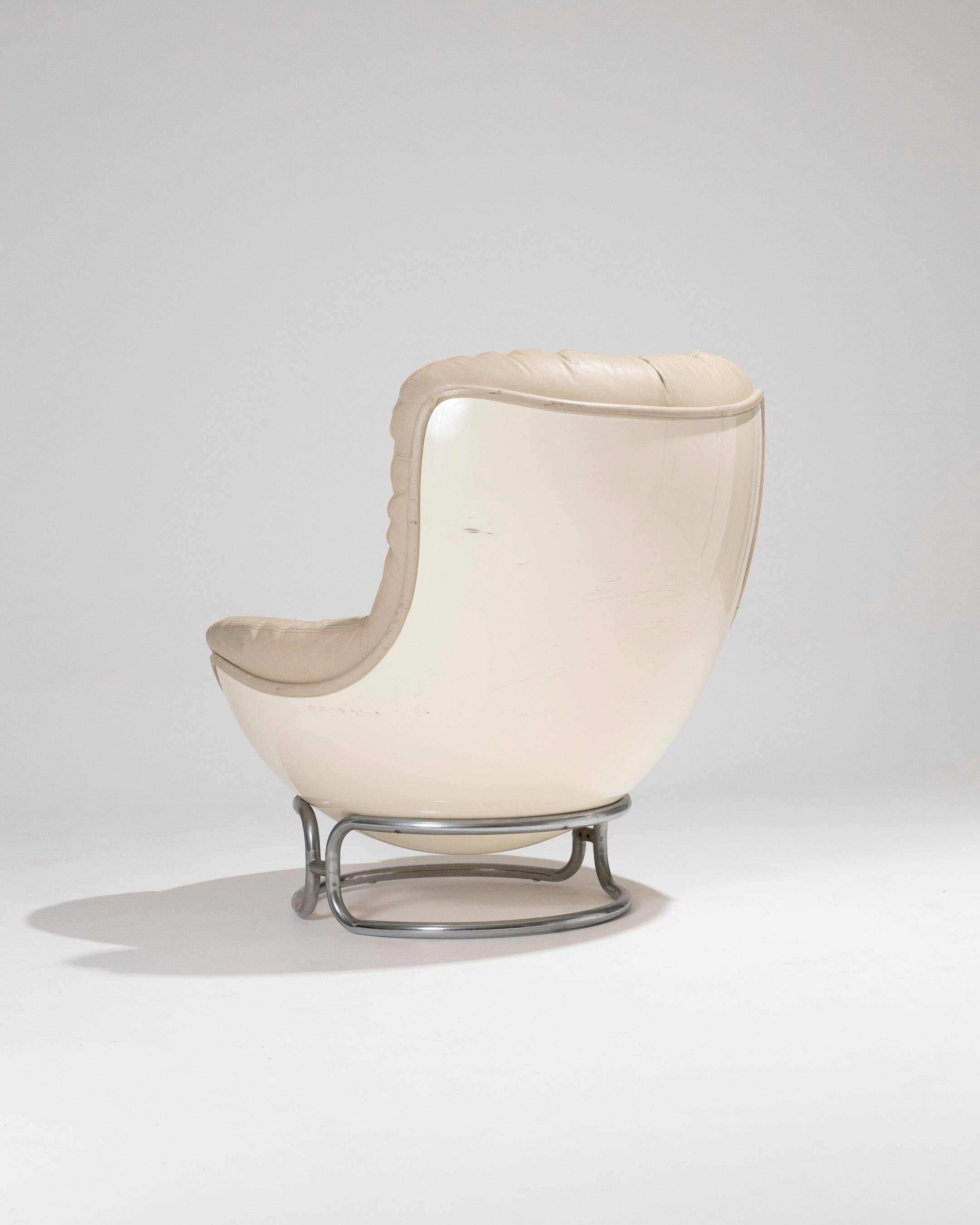 MICHEL CADESTIN KARATE LEATHER ARMCHAIR, 1970s