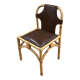 Chaise vintage en rotin et bambou et cuir marron