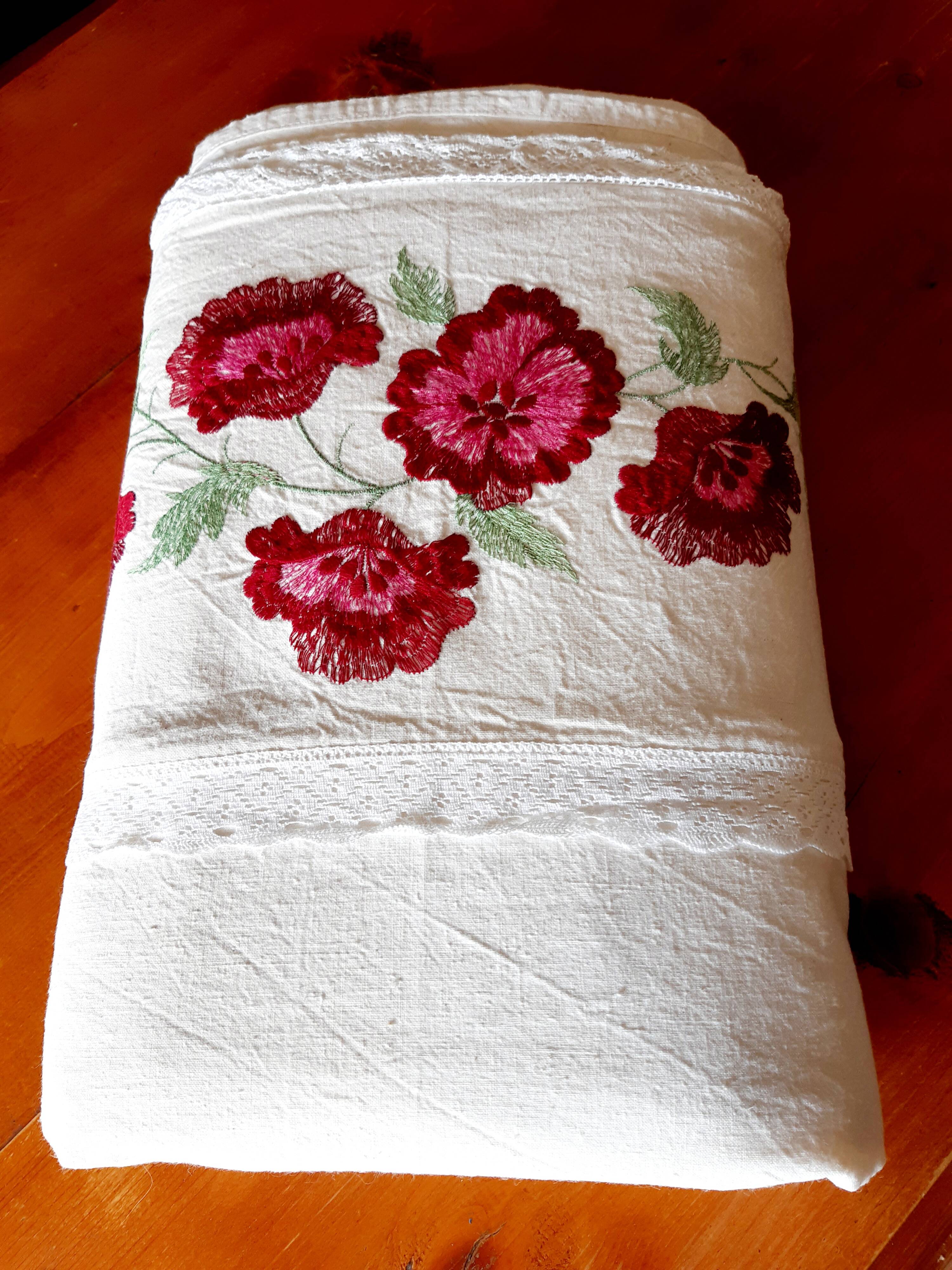 Old linen sheet embroidery 200X260