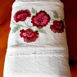 Drap ancien en lin broderie 200X260