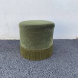 Green velvet pouf