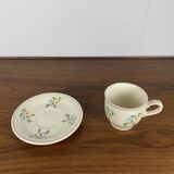 Set of 6 vintage cups + saucers, flower pattern, Germany